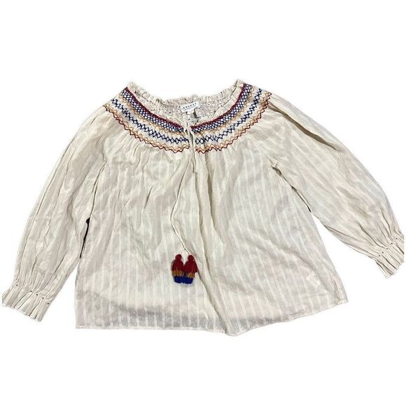 Velvet by Graham & Spencer Trudie Embroidered Smocked Long Sleeve Blouse - Picture 2 of 12